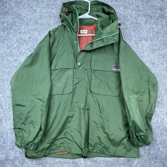 Anglan Jacket Mens XL Green Double Pocket Mountain Anorak Hood Hiking Camping - Picture 1 of 7